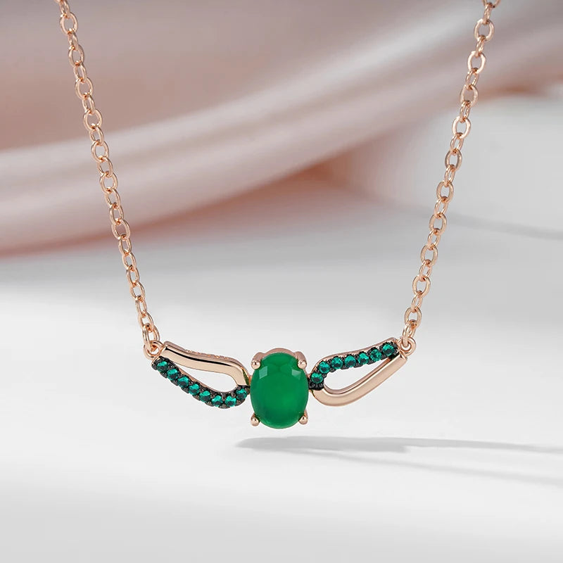 SYOUJYO Dark Green Natural Zircon Pendant
