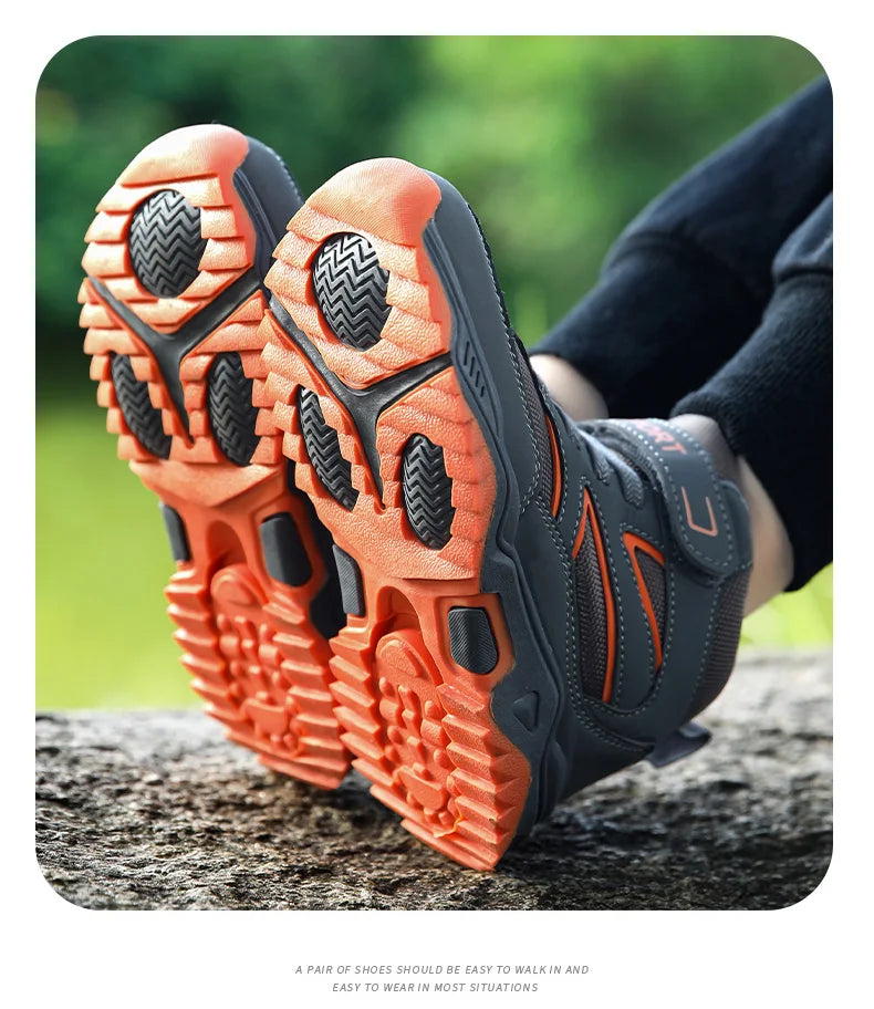 Boys’ Leather Sports Sneakers – Non-Slip, Breathable (Sizes 29–40)