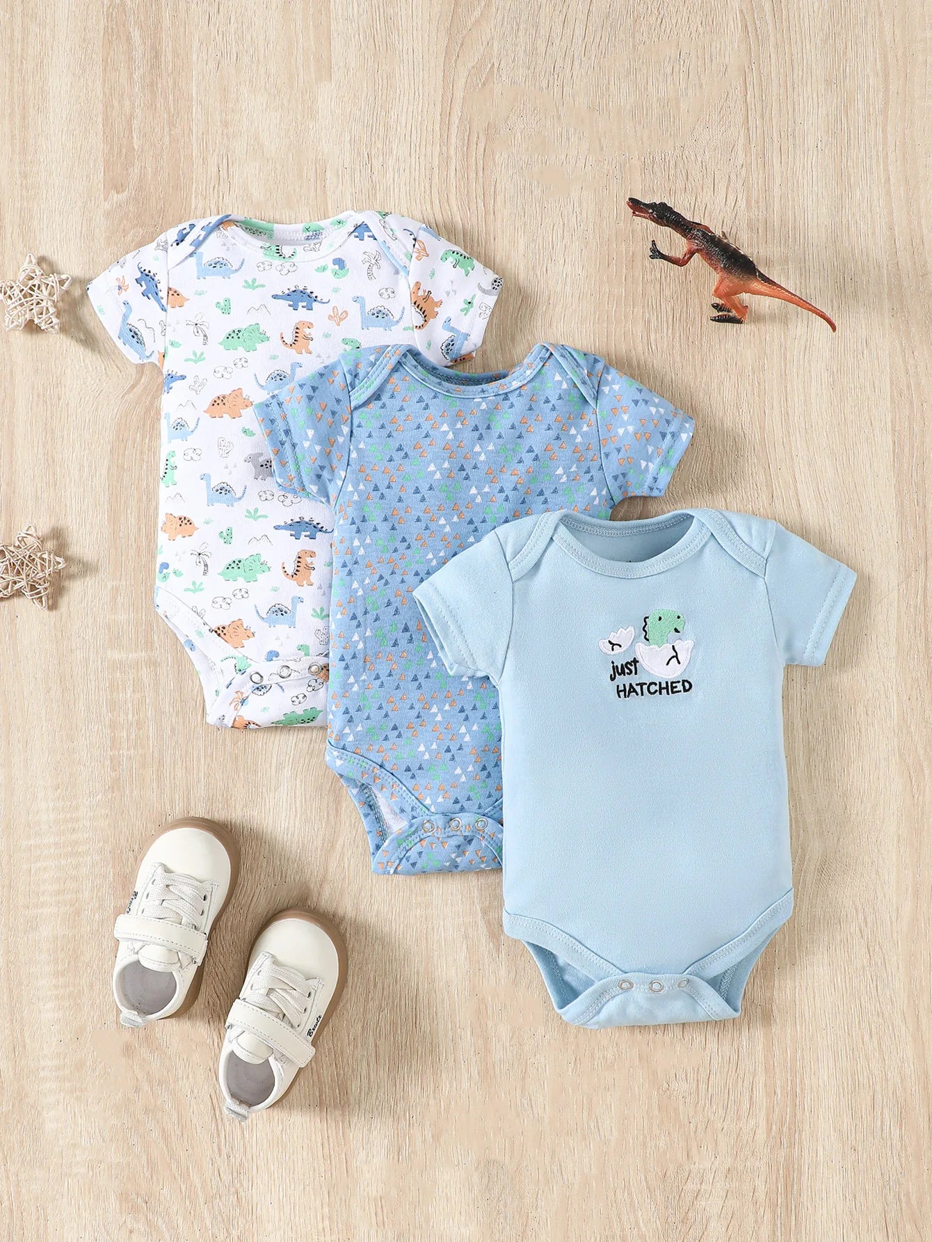 Infant Cotton Romper Set – 3PCS (0–12M)