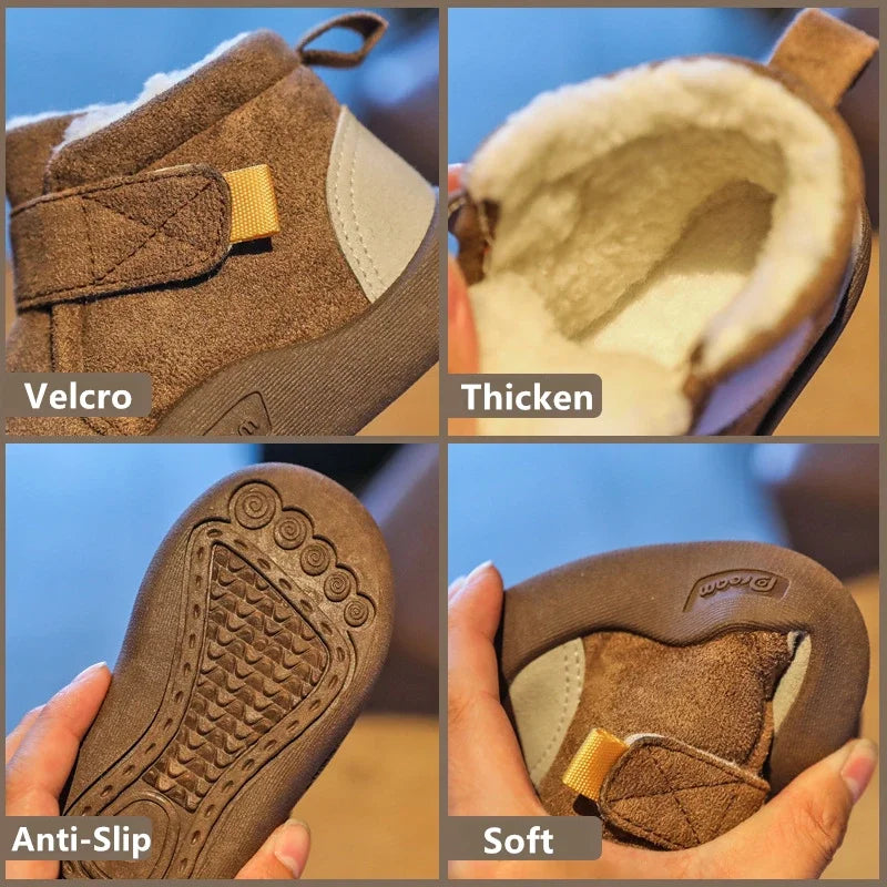 Kids Winter Snow Boots (0–5Y) – Plush Warm Non-Slip Sneakers