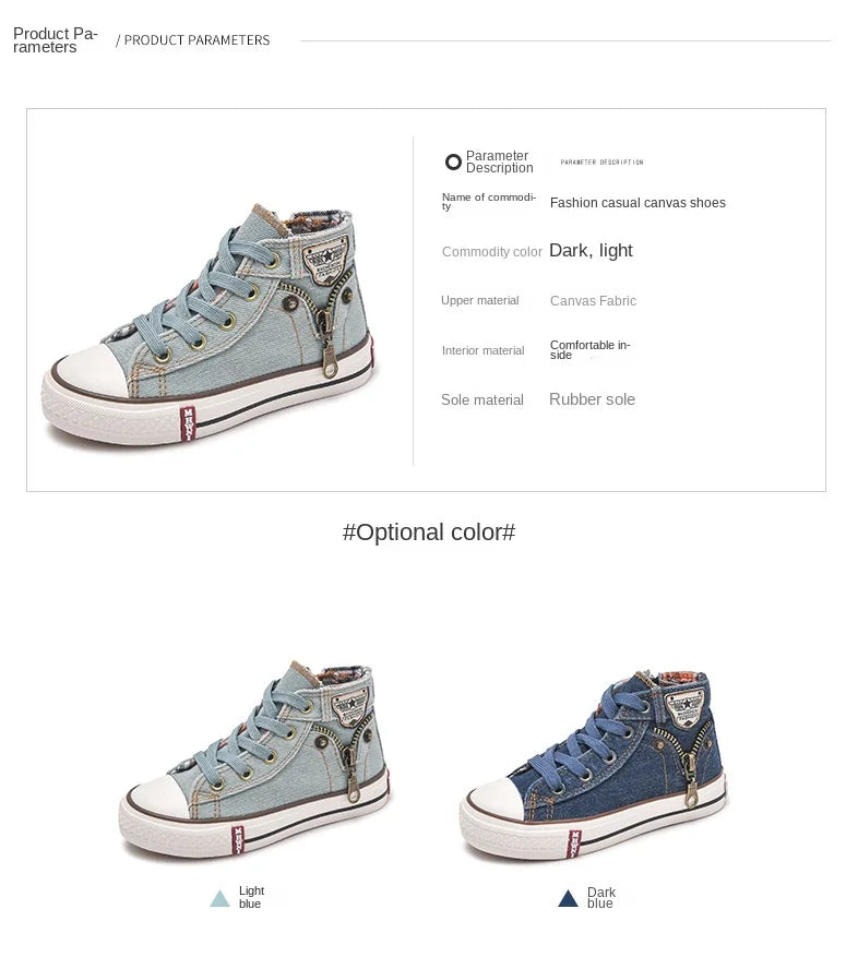 Kids’ Retro High-Top Canvas Shoes – Soft, Non-Skid Casual
