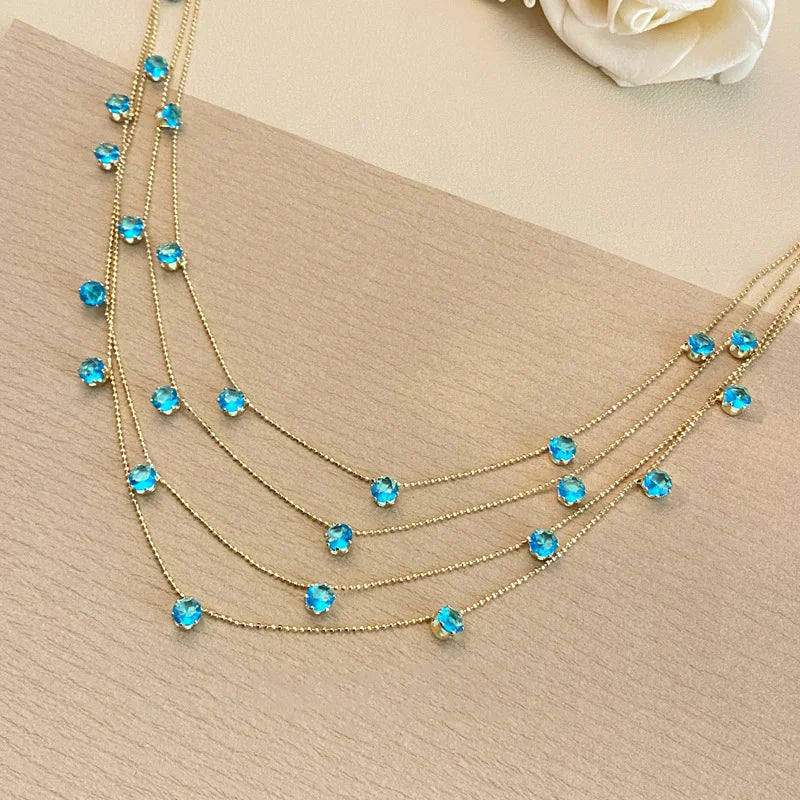 Luxury Multi layered Blue Zircon Layer