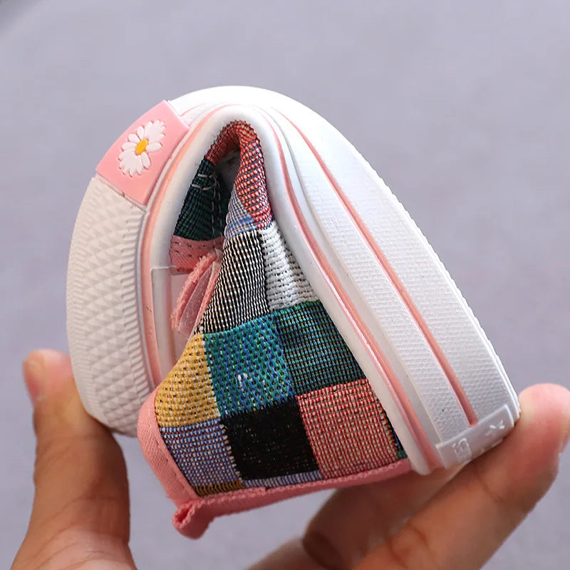 Kids’ Canvas Sneakers – Breathable Checkered Casual Shoes