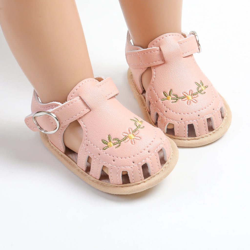 Baby Girl Summer Sandals – Breathable Lightweight Floral Wrap-Toe Shoes