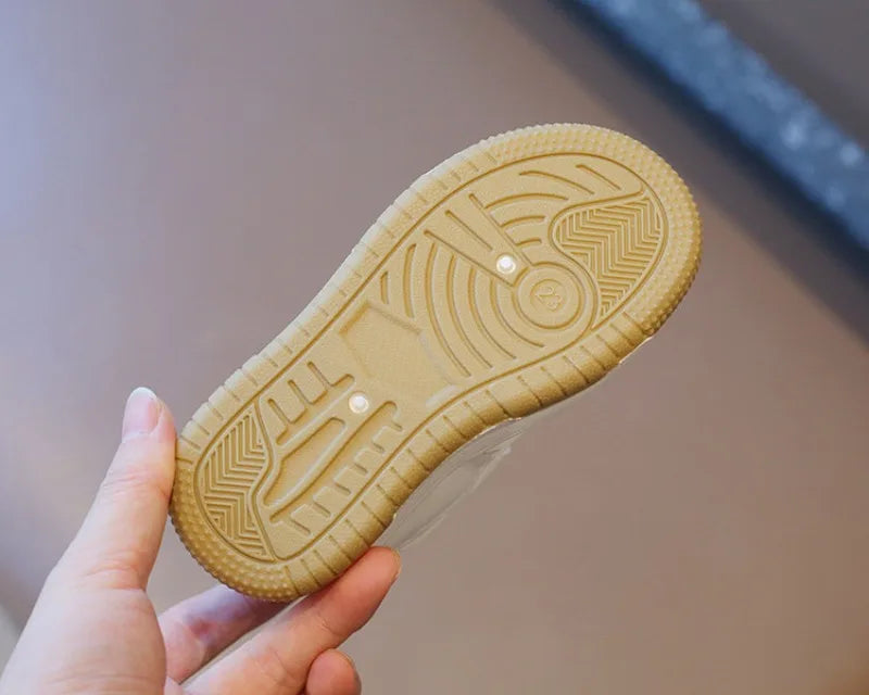 Kids White Spring/Autumn Sneakers – Lightweight Soft-Sole Casual Shoes