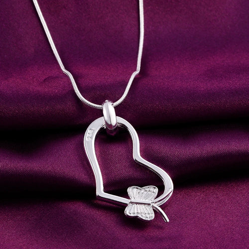925 Sterling Silver Butterfly Heart Necklaces