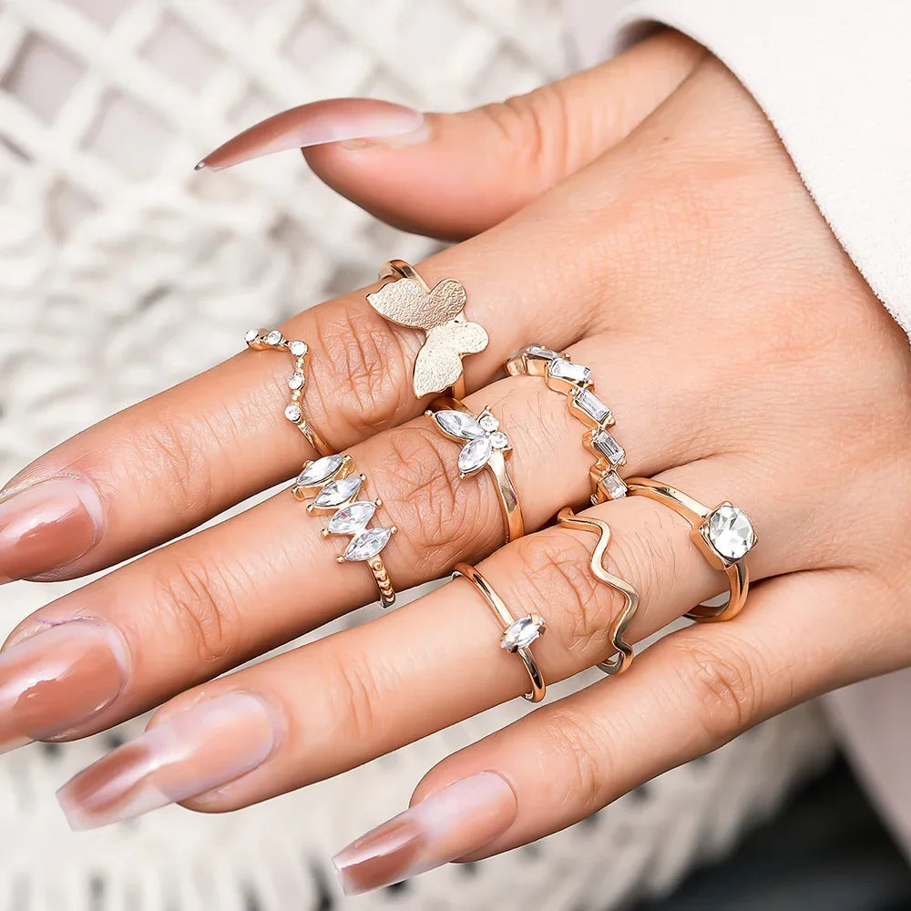 Gold Love Heart Butterfly Ring
