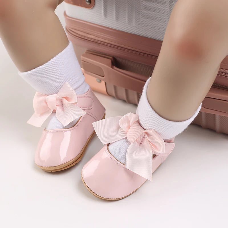 Baby Girl Bow Flats – Soft Sole Non-Slip First-Step Sandals