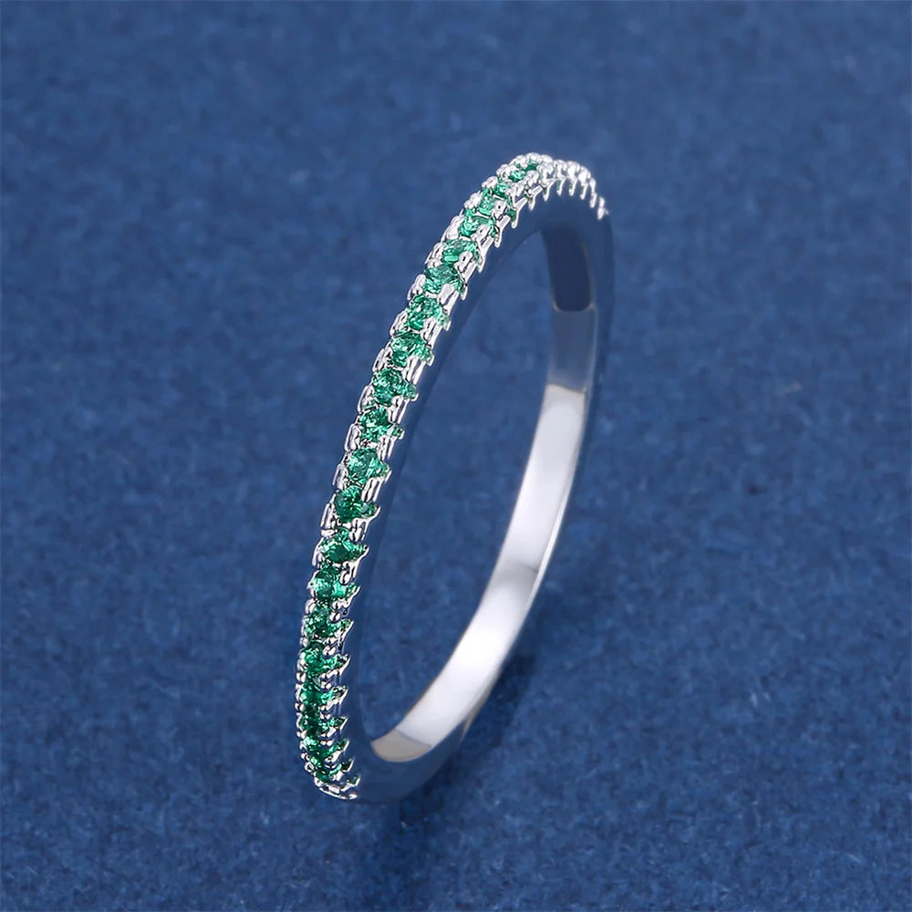 Green Zircon Round Silver Ring