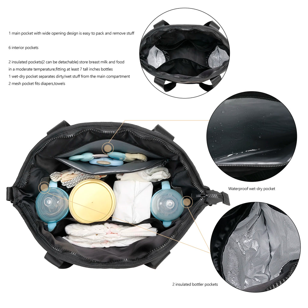One-Shoulder Waterproof Mommy Bag – Baby Travel Storage & Organizer