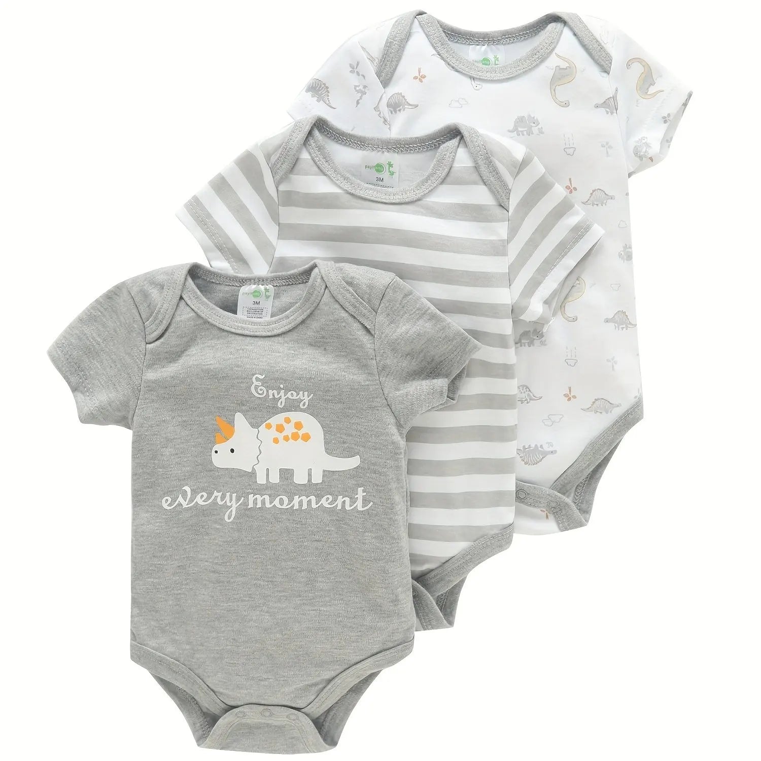 Infant Cotton Romper Set – 3PCS (0–12M)