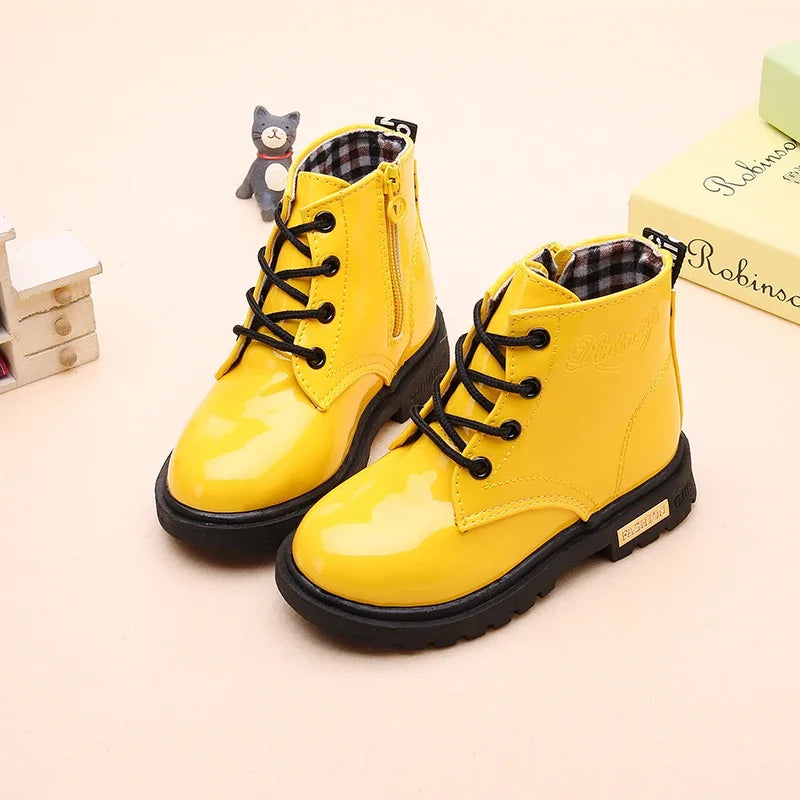 Girls’ PU Leather Winter Boots