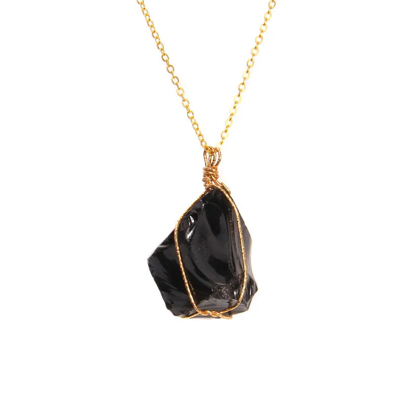 Natural Stone Pendant Necklace Crystal Amethysts