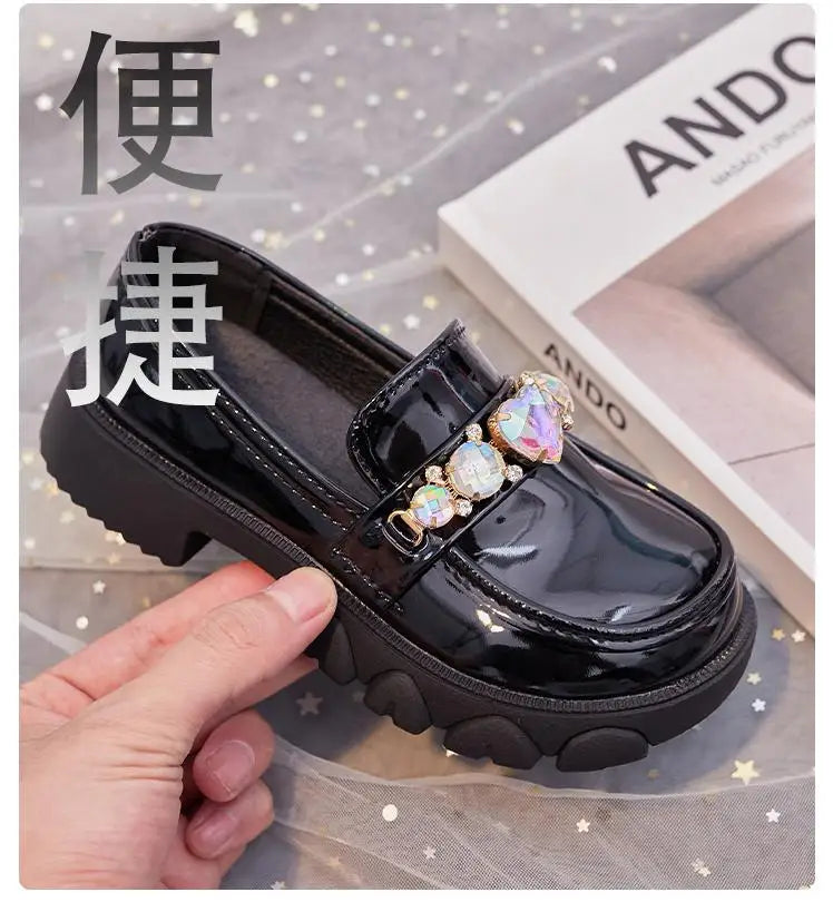 Girls’ Leather Princess Shoes – Low-Heeled Wedding Shoes