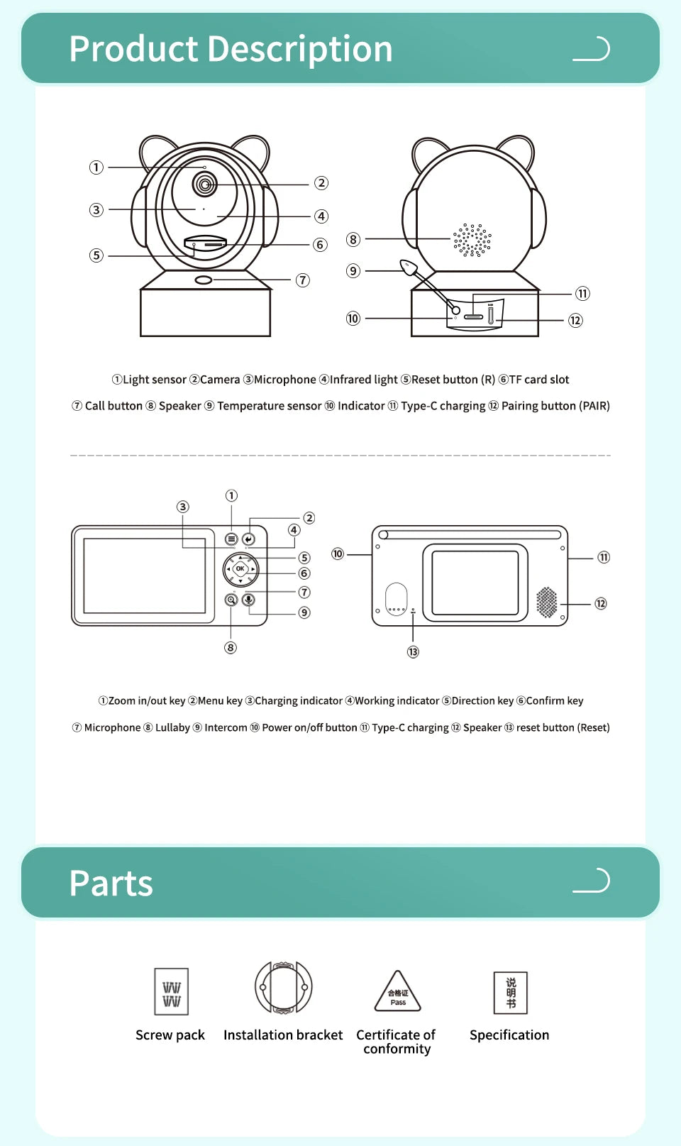 Tuya Baby Camera – 5" HD, Mobile App Control