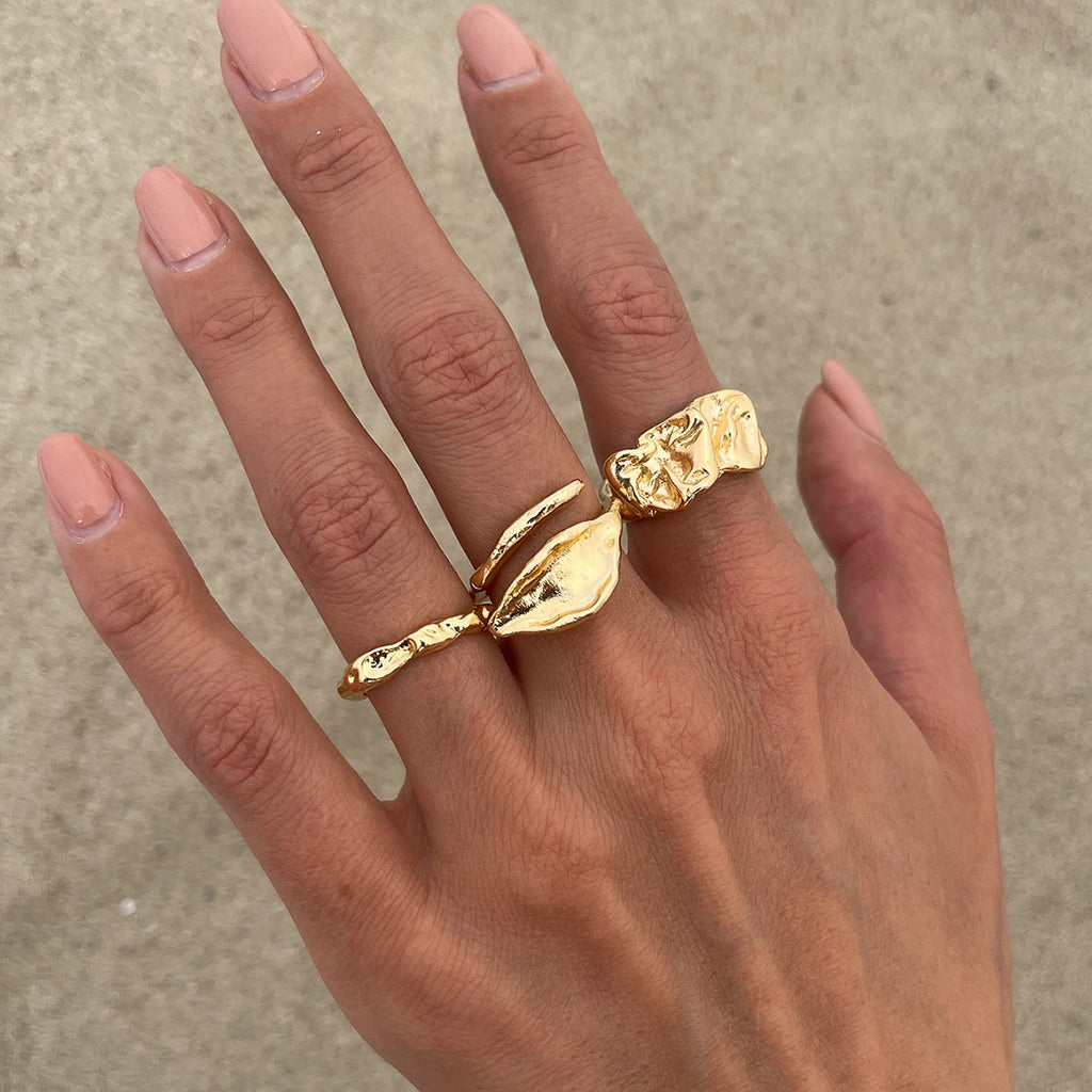 IngeSight.Z 3pcs/set Geometry Irregular Open Ring Set Women 2025 New Trendy Gold Color Adjustable Finger Rings Female Jewelry