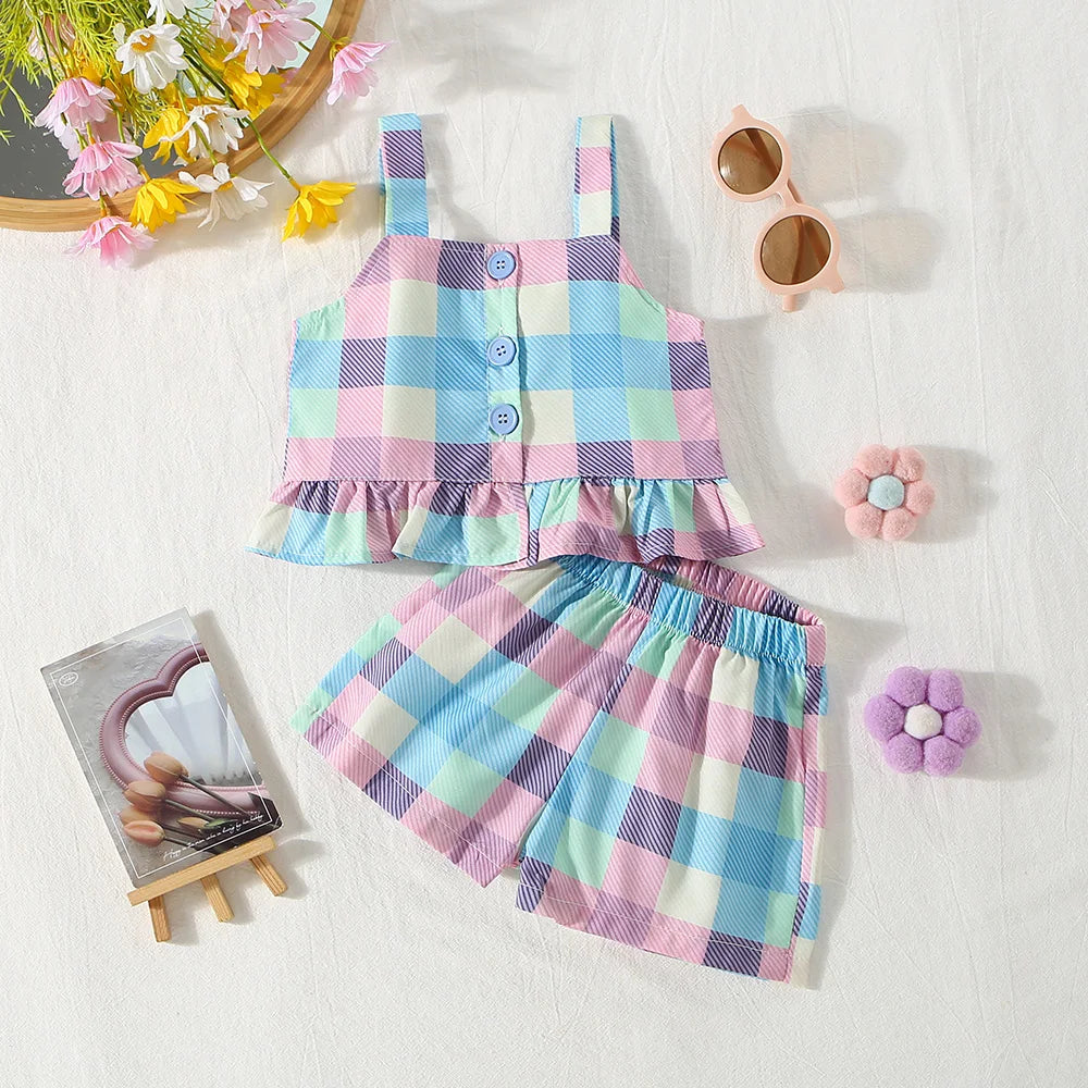 Baby Girl Summer Strap Shorts Set