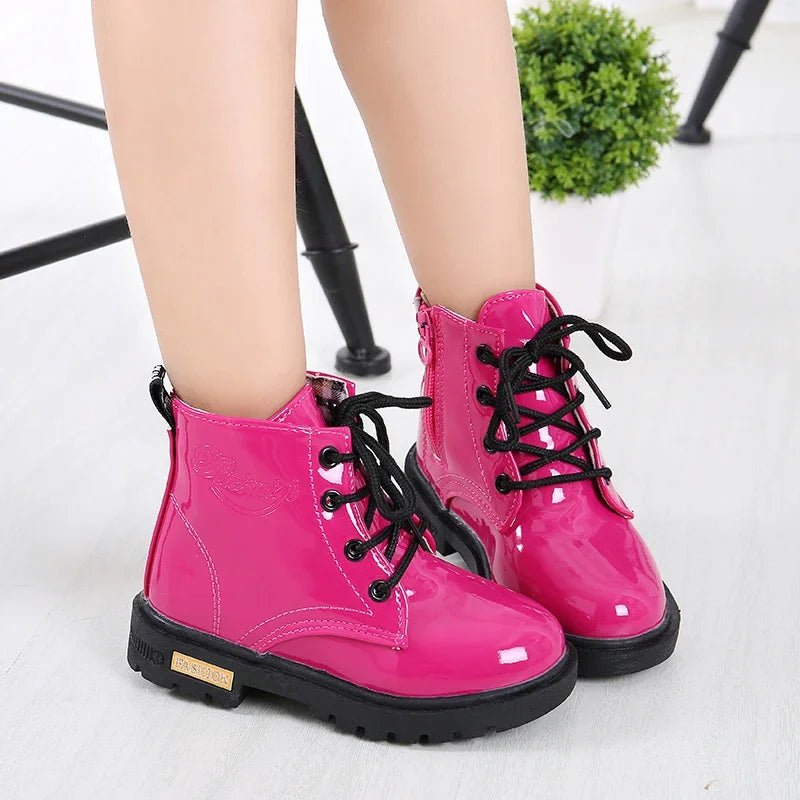 Girls’ PU Leather Winter Boots