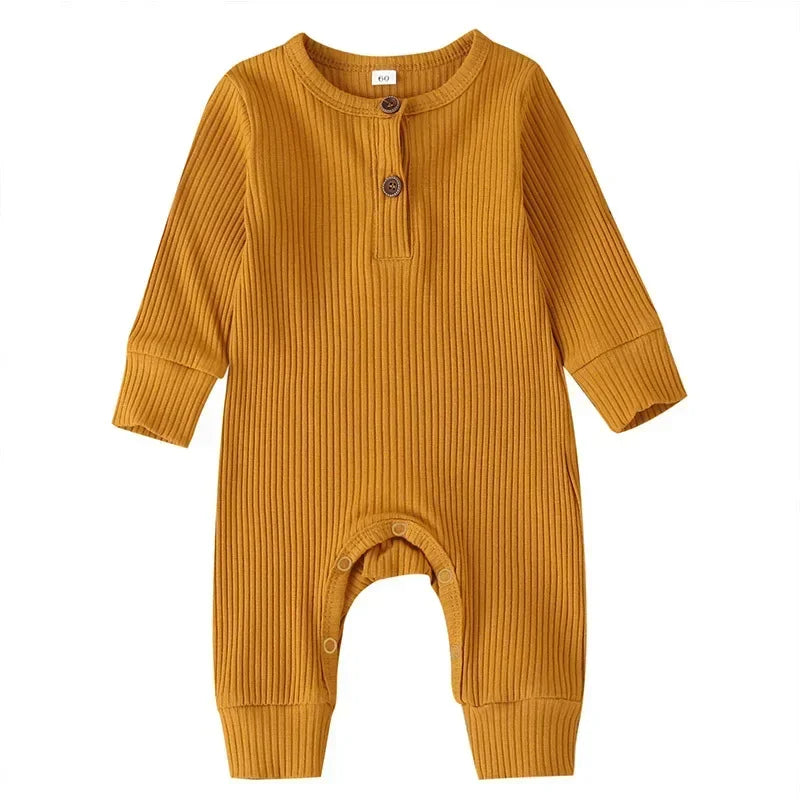 Newborn Cotton Romper, Long Sleeve Baby Jumpsuit