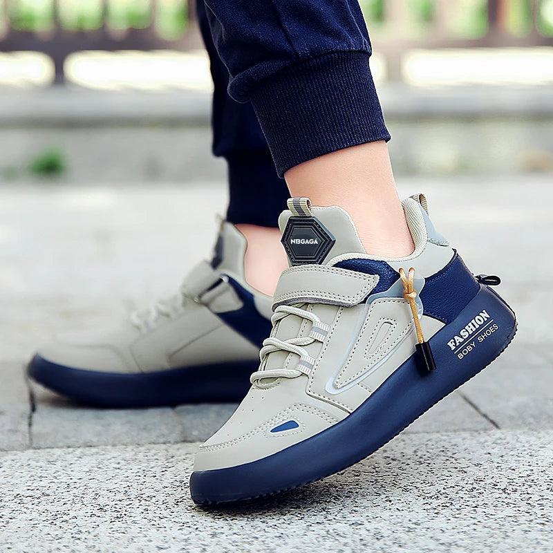 Kids’ Leather Sneakers – Casual, Non-Slip Running Shoes