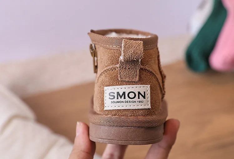 Baby Winter Snow Boots – Leather Plush Non-Slip Toddler Shoes