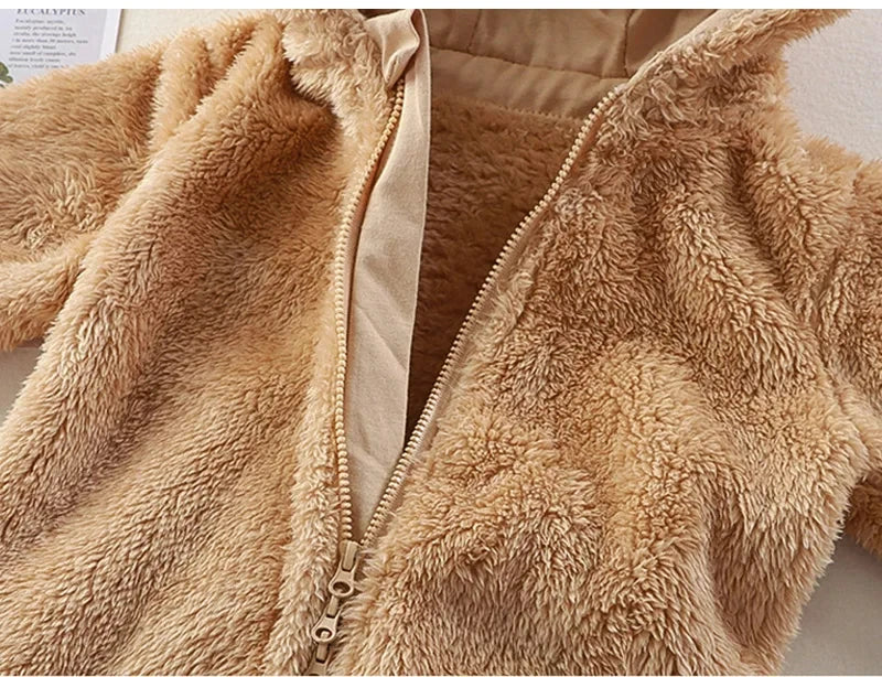 Baby Boys & Girls Winter Romper, Fleece Hooded Onesie