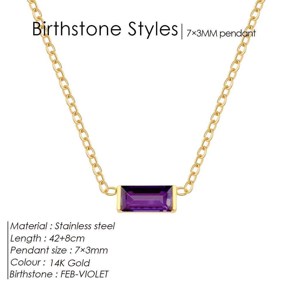 EManco Stainless Steel Colorful Birthstone Pendant