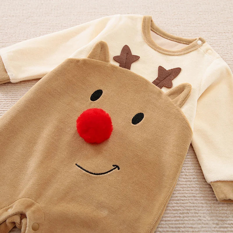 Christmas Elk Baby Jumpsuit (0–18M)