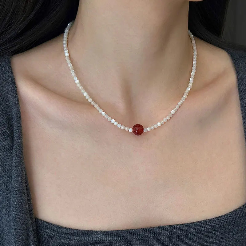 Red Agate Heart Necklace