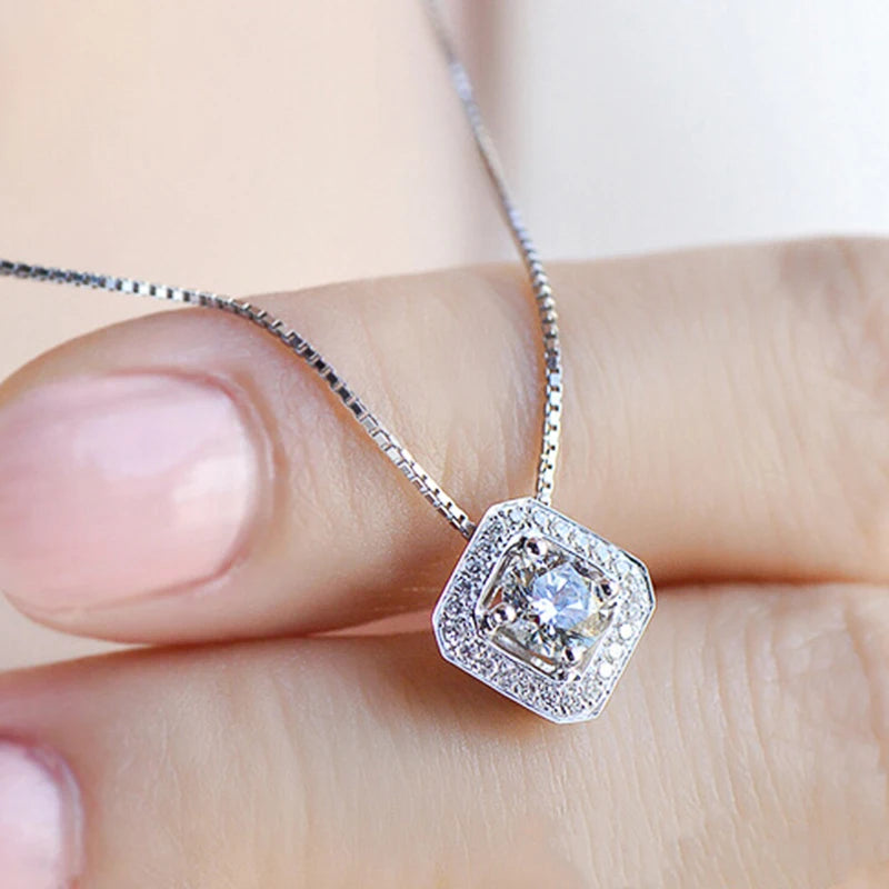 Huitan Silver Color Square Shaped Pendant