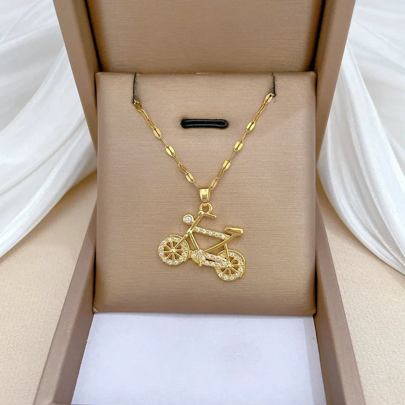 Eilieck Stainless Steel Zircon Necklace