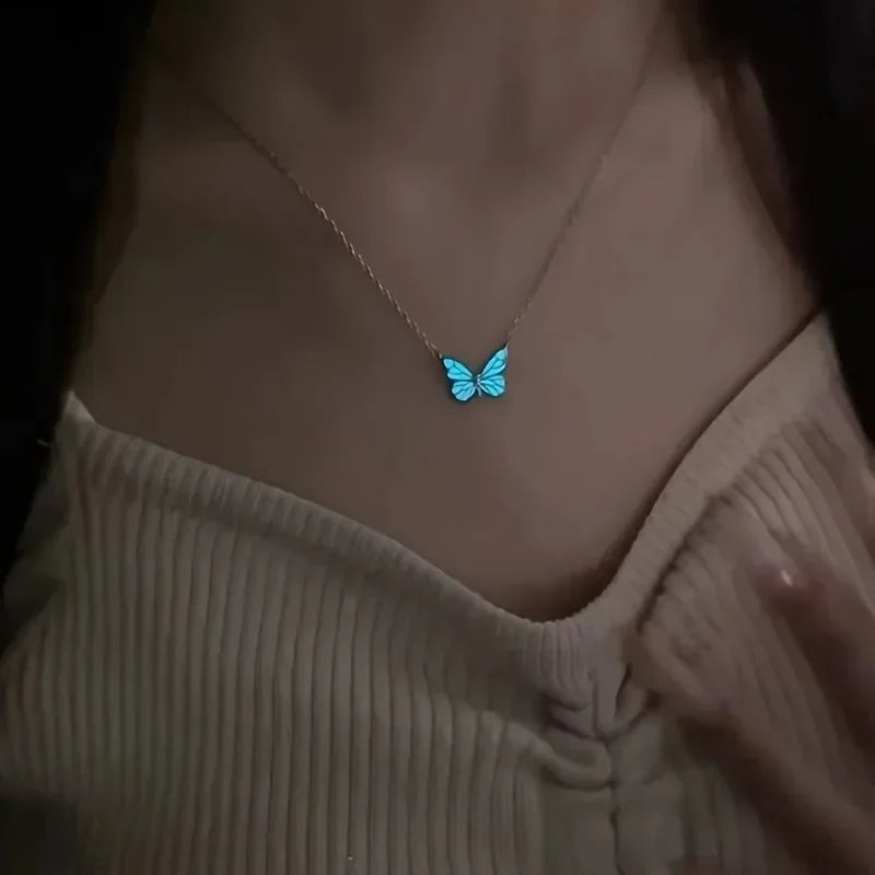 New Butterfly Lamp Necklace Female