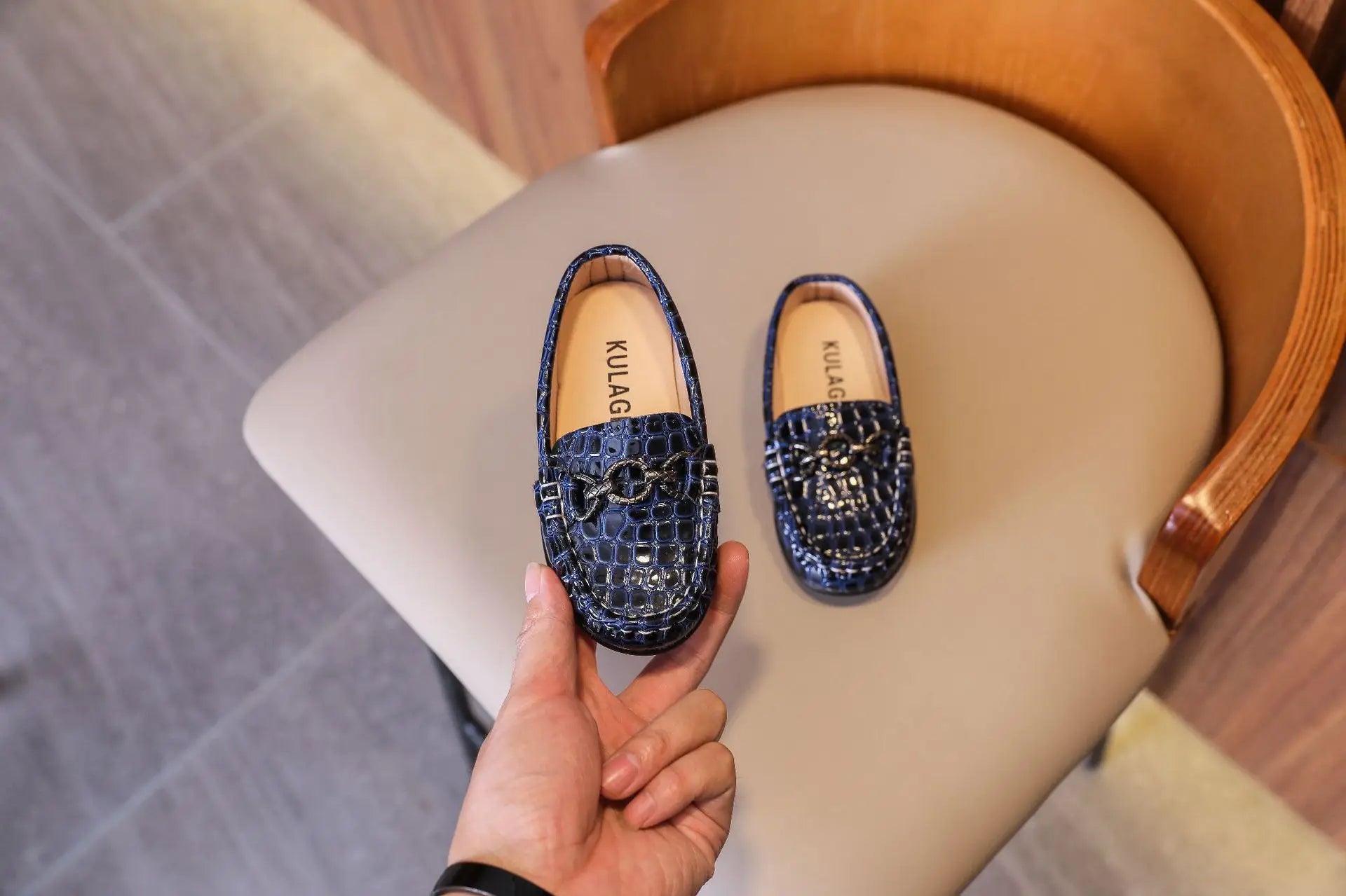 Kids’ Leather Loafers – Casual Slip-On Moccasins (21–30)