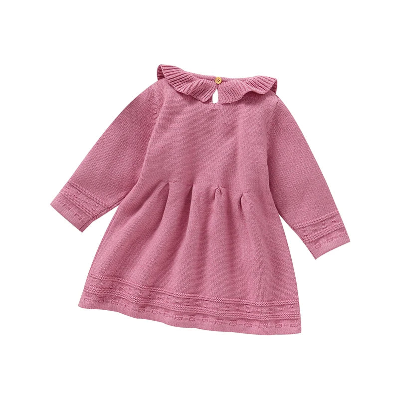 Baby Girl Princess Knitted Dress – Long Sleeve (6–36M)