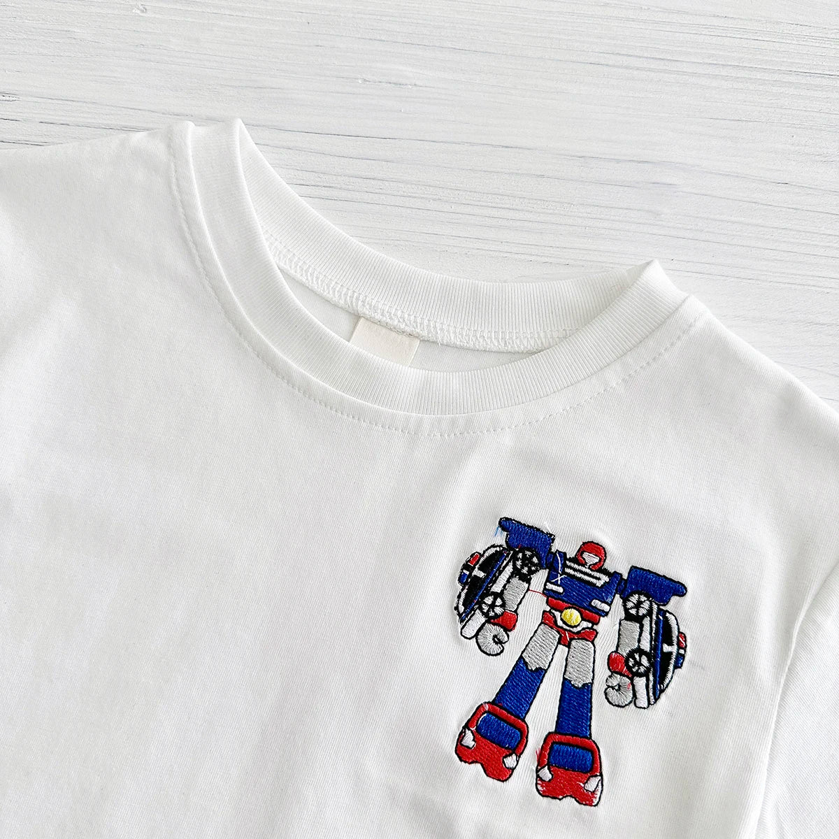 Baby Robot Embroidery Outfit – 2PCS (0–12M)