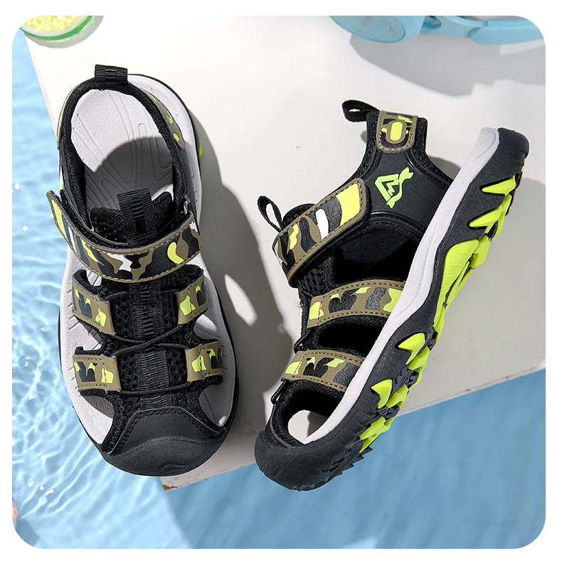 Kids’ Summer Water Sandals – Non-Slip Leather Shoes