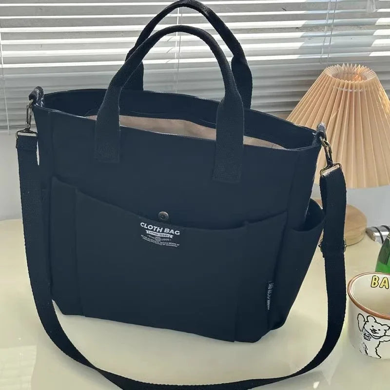 Canvas Ladies Commuter Bag – Horizontal Shoulder Tote for Students