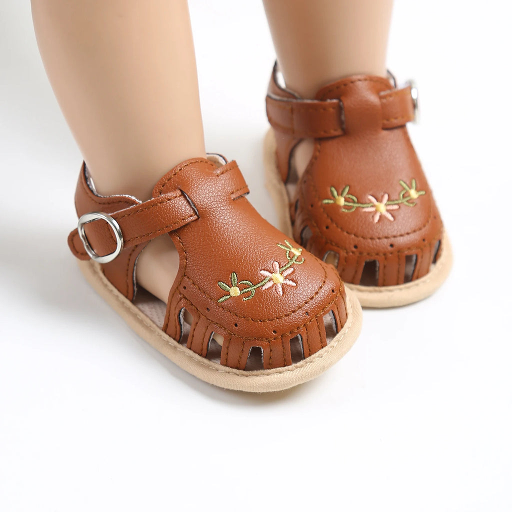 Baby Girl Summer Sandals – Breathable Lightweight Floral Wrap-Toe Shoes