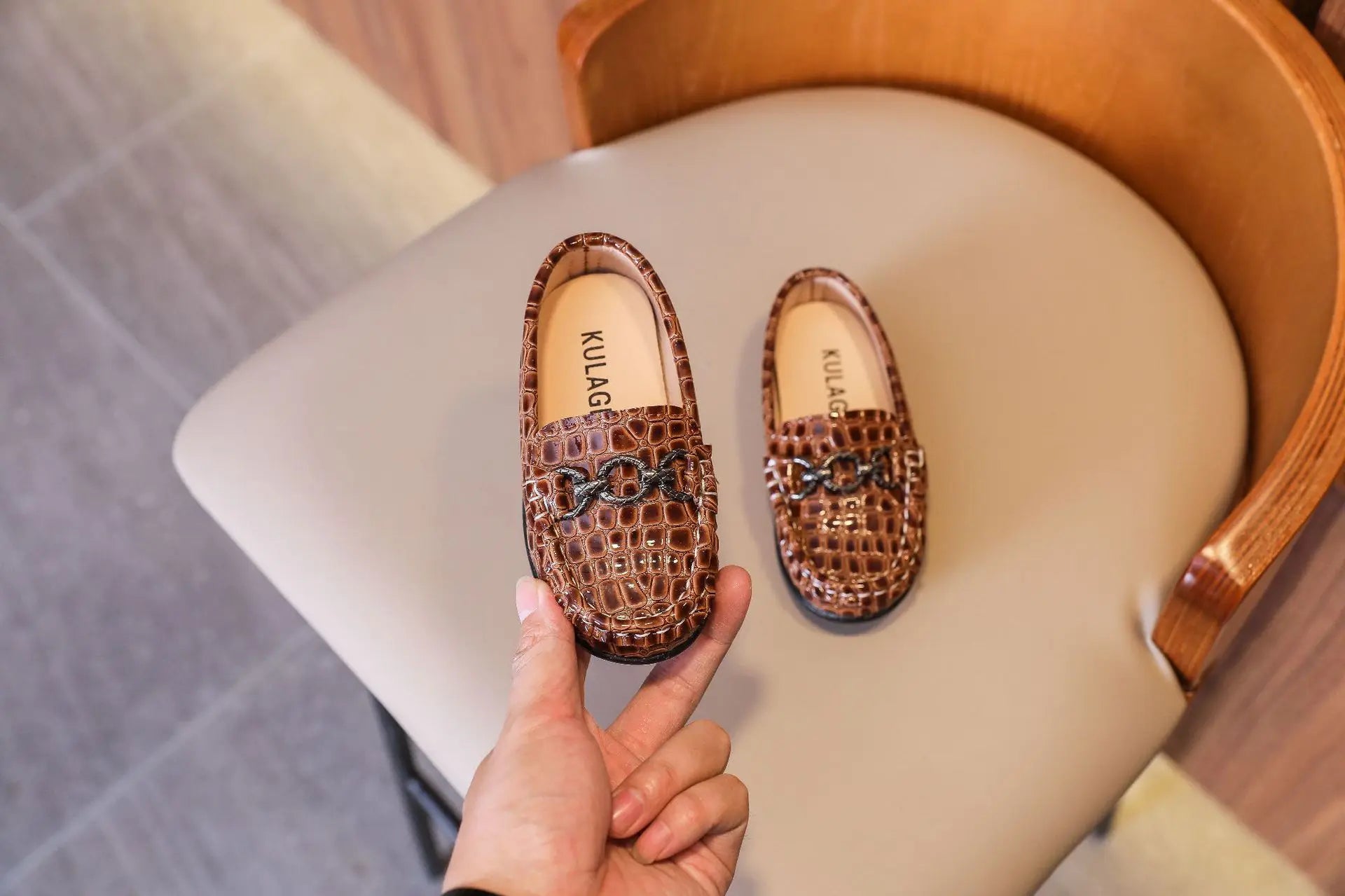 Kids’ Leather Loafers – Casual Slip-On Moccasins (21–30)