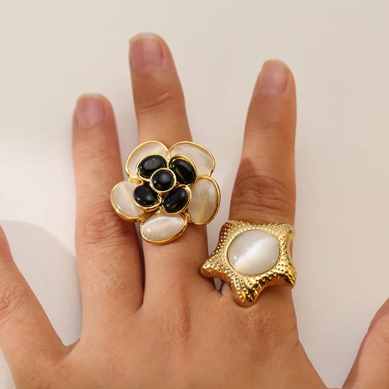Stainless Steel Flower Leaf Ring