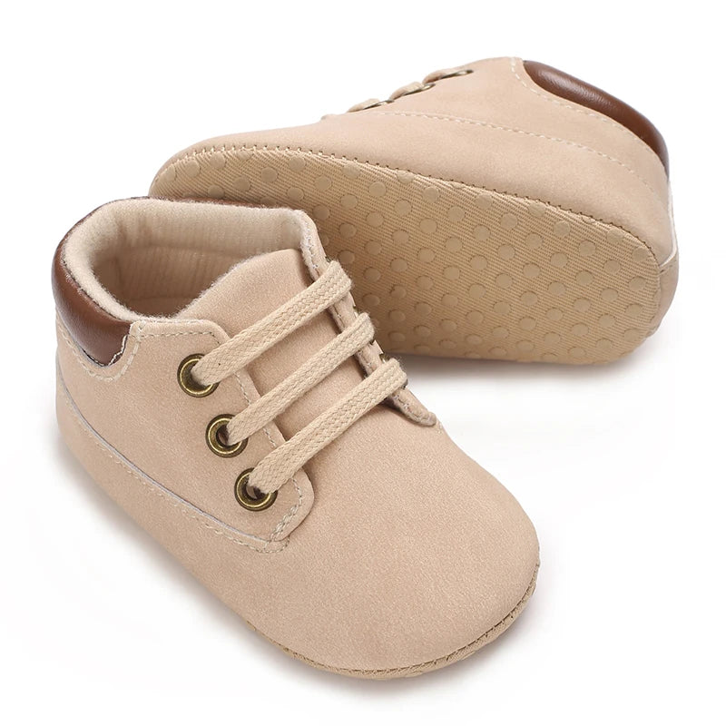 Baby Walking Shoes (0–18M) – Lace-Up Casual Flat Sneakers