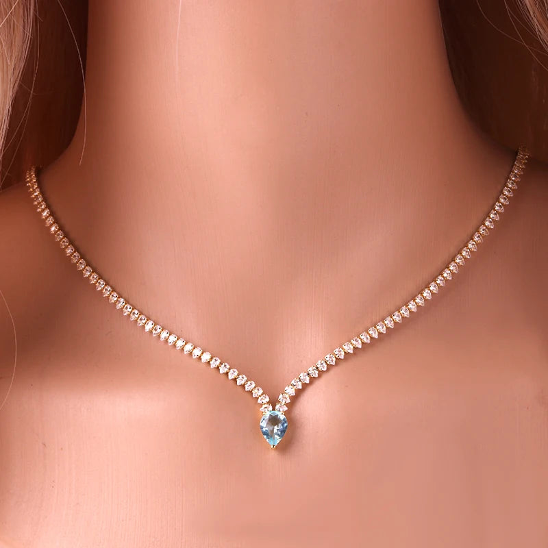 Green Water Drop Crystal Necklace