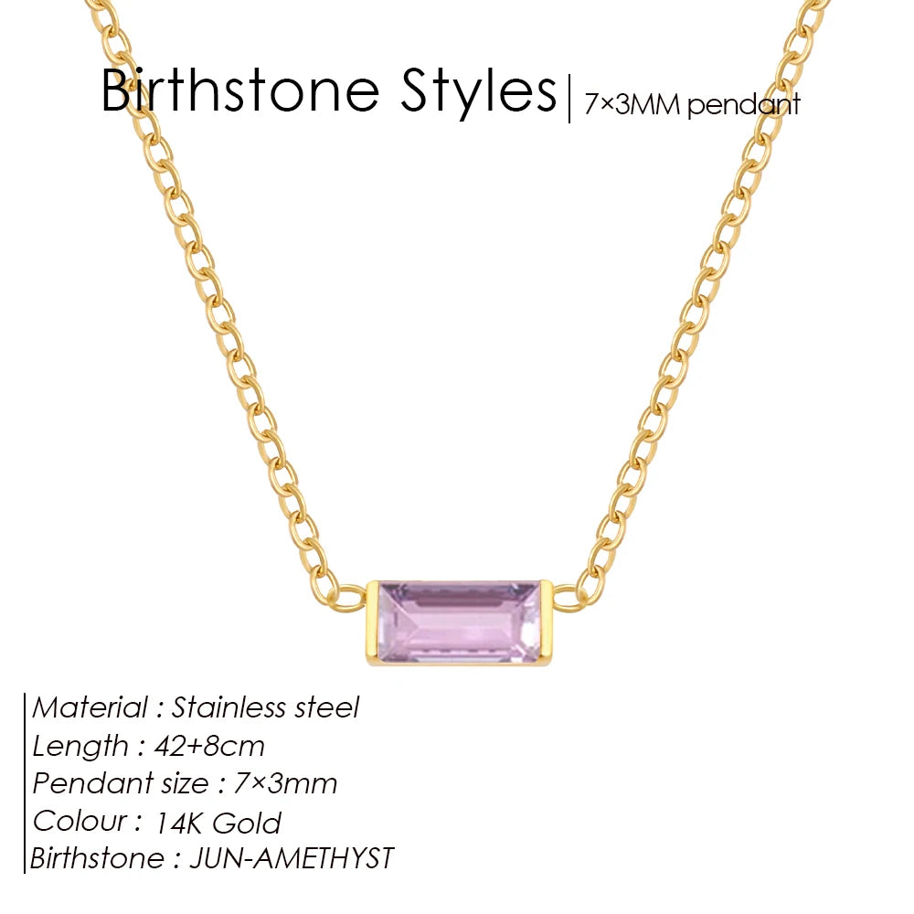 EManco Stainless Steel Colorful Birthstone Pendant