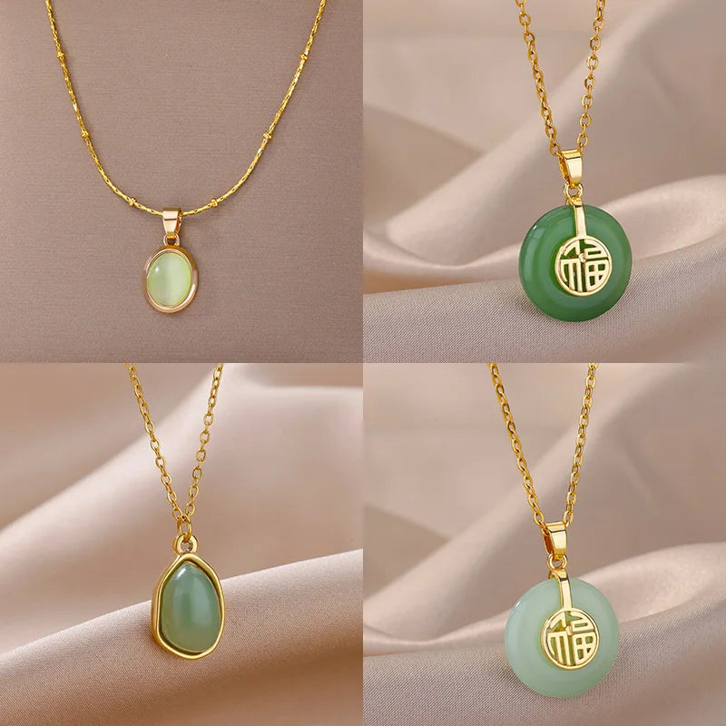 Stainless Steel Natural Stone Necklaces