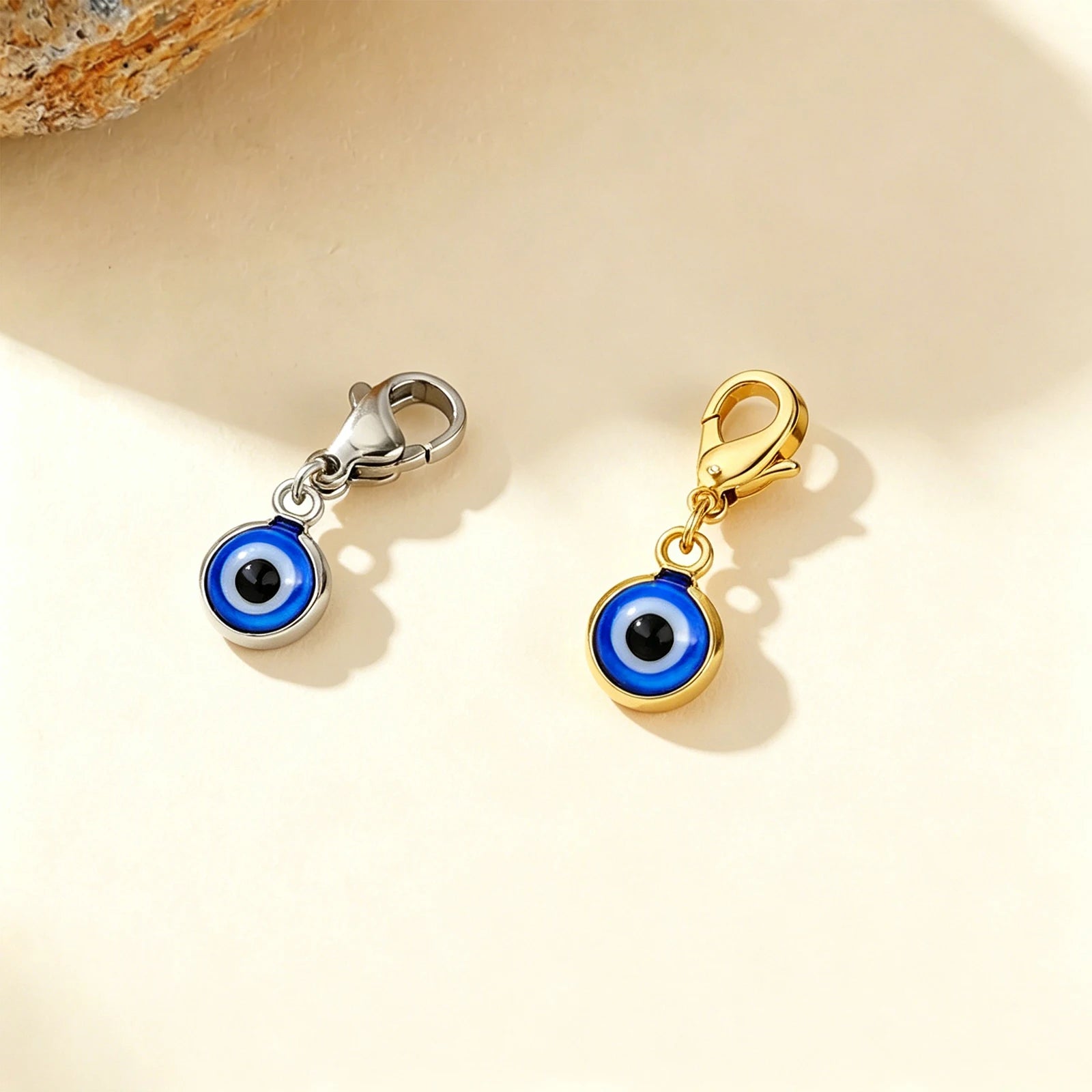 5Pcs Blue Evil Eye Stainless Steel