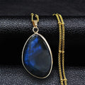 Boho Blue Labradorite Palm Necklace