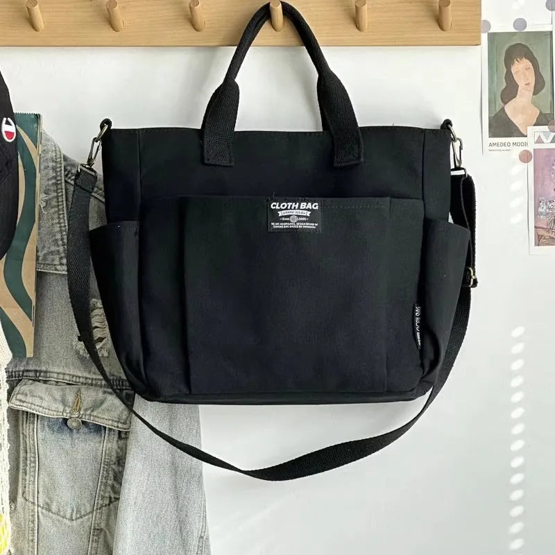 Canvas Ladies Commuter Bag – Horizontal Shoulder Tote for Students
