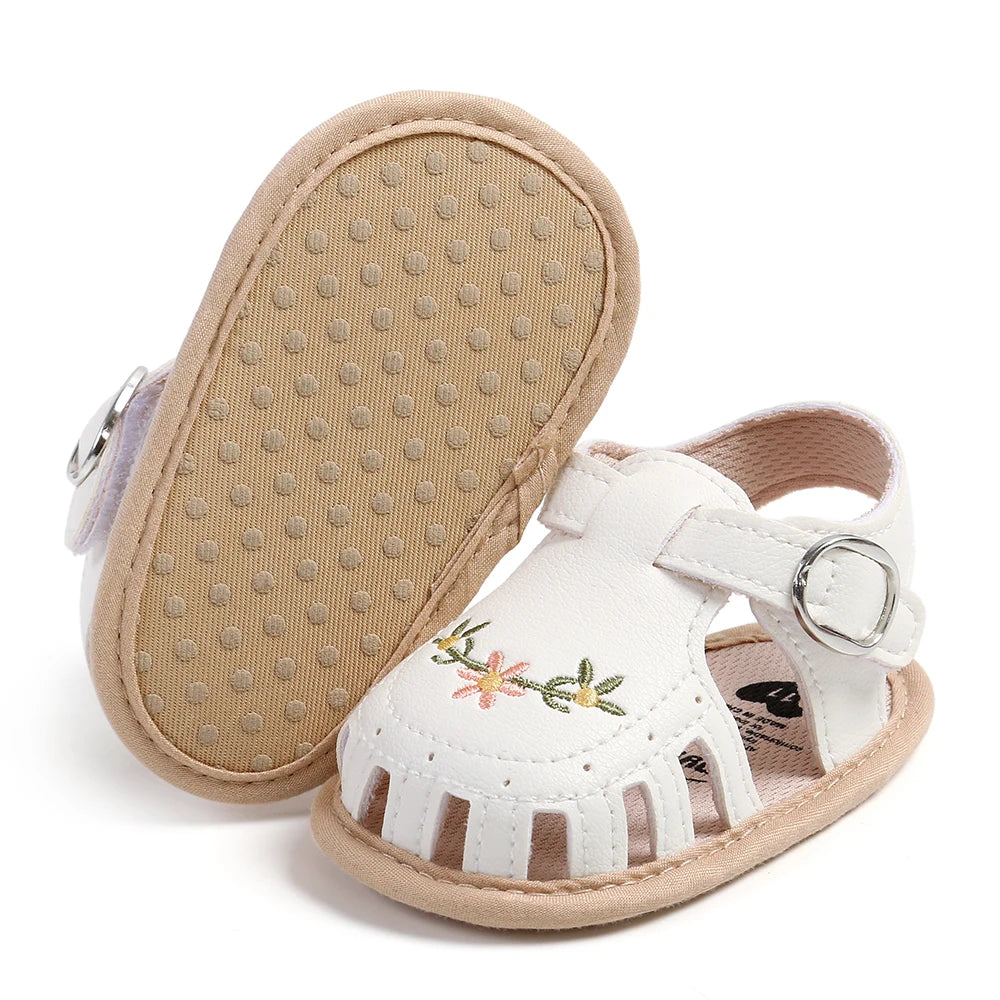 Baby Girl Summer Sandals – Breathable Lightweight Floral Wrap-Toe Shoes