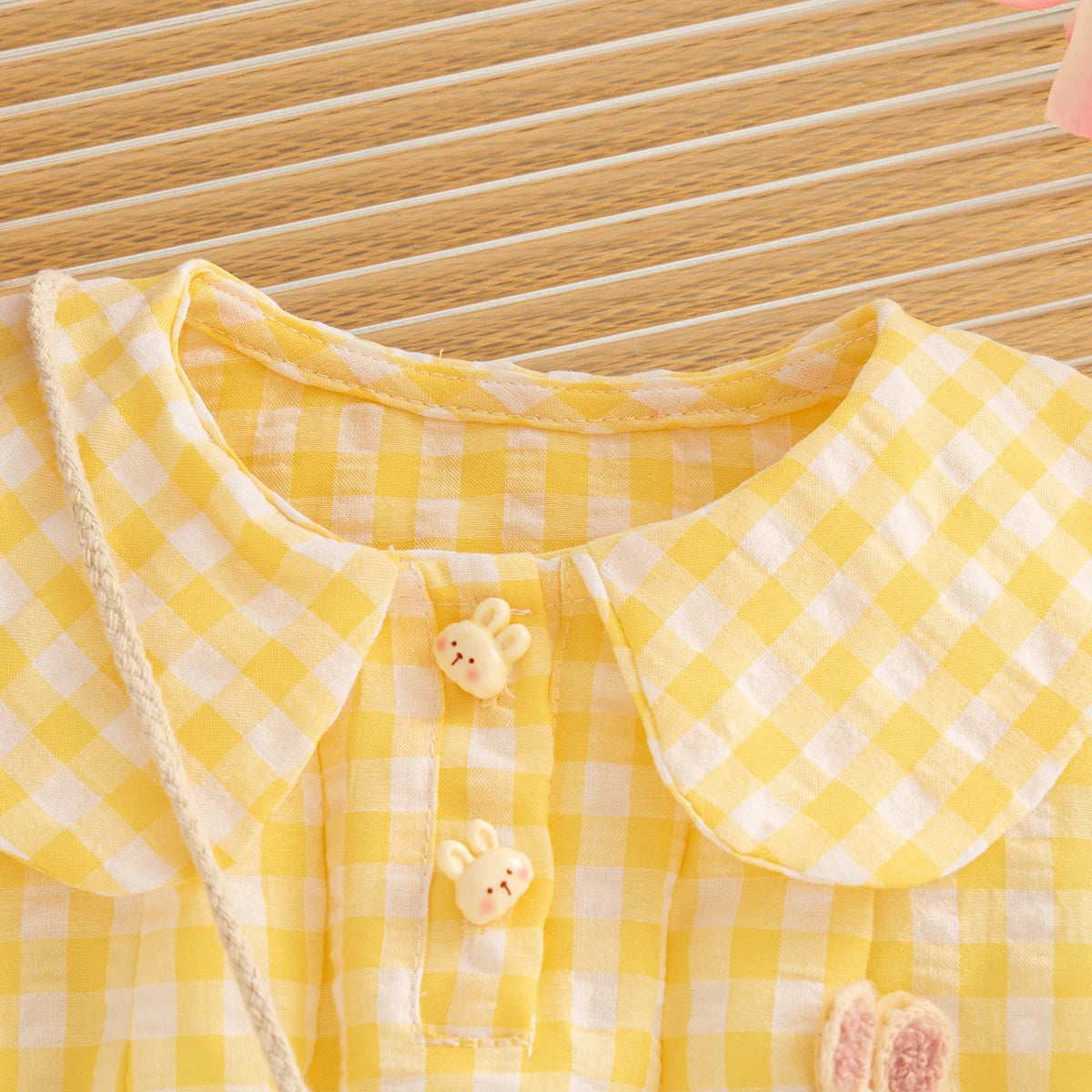 Baby Girl Summer Dress Set, Cute Plaid & Cartoon Design with Bag