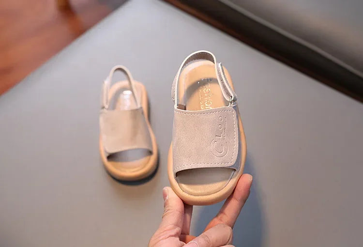 Kids’ Summer Sandals – Open Toe PU Leather (Ages 1–6)